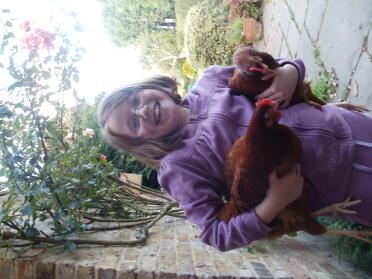 Katie and the chickens