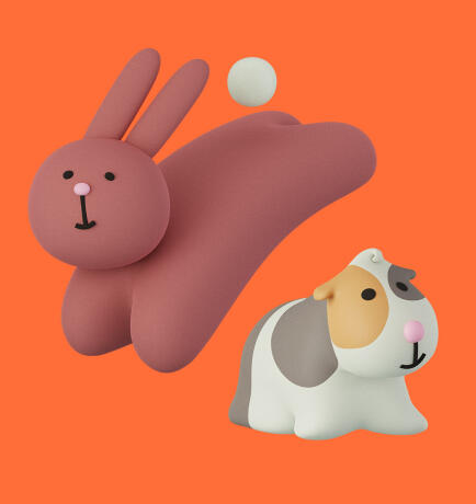 Omlet rabbit and guinea pig characters