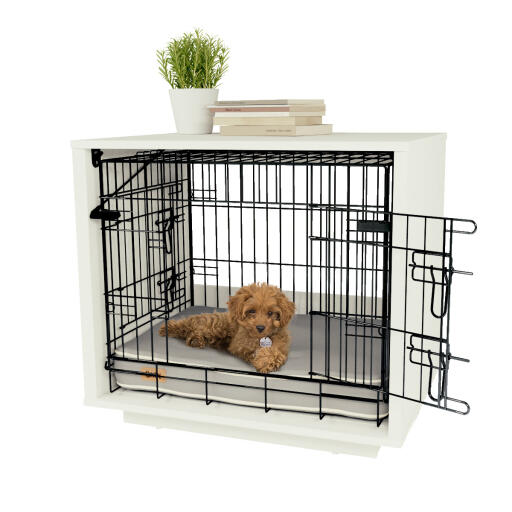 donker klep Scherm Fido Nook 24 Dog House with Crate - White | Omlet